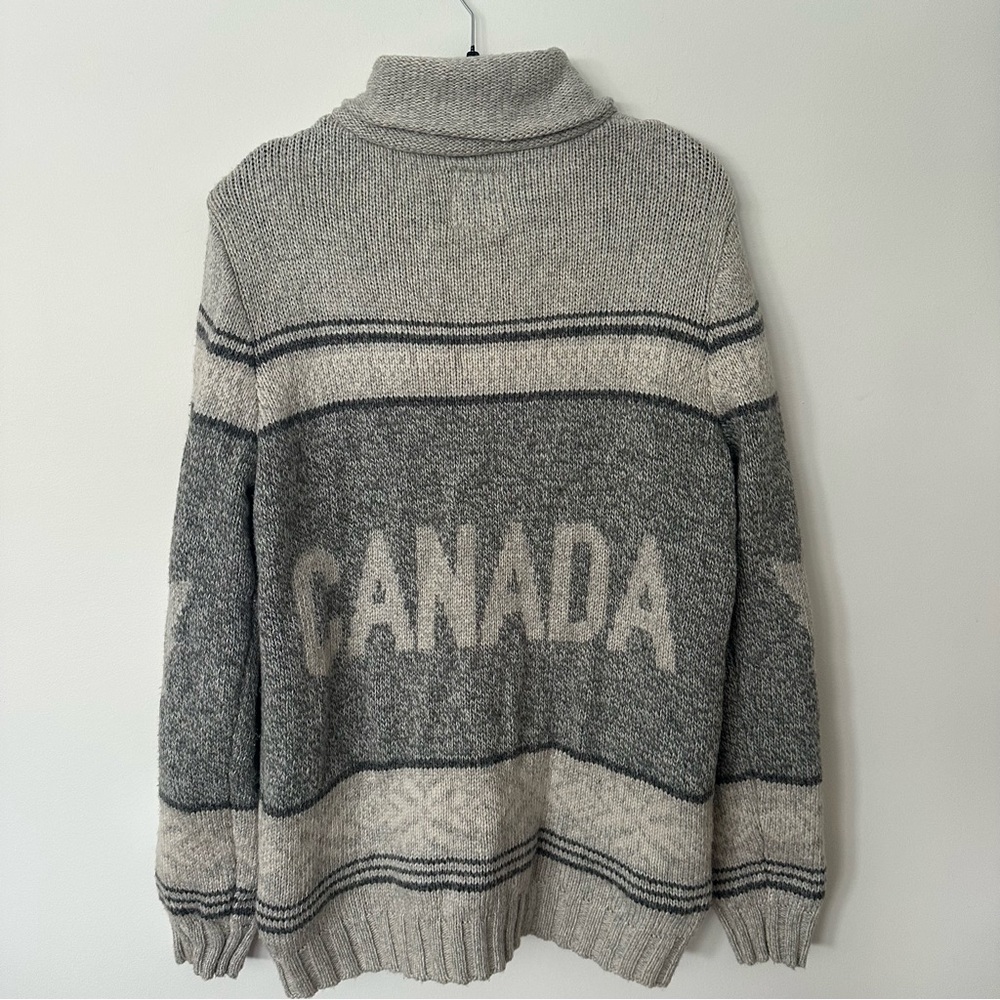Nordic Men’s Zip Cardigan Sweater Gray XXL Canadian Cozy Outdoor Granola Vibe - Picture 7 of 12